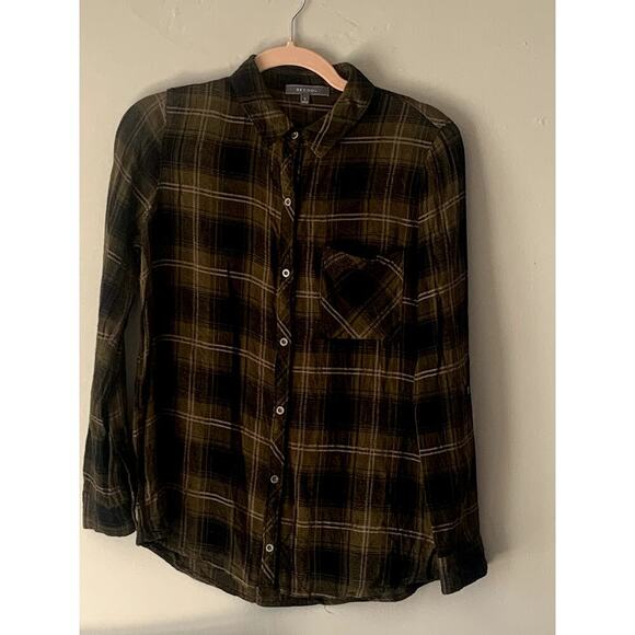 Be Cool Green & Black Plaid LS Button Shirt Size Small - Picture 1 of 10
